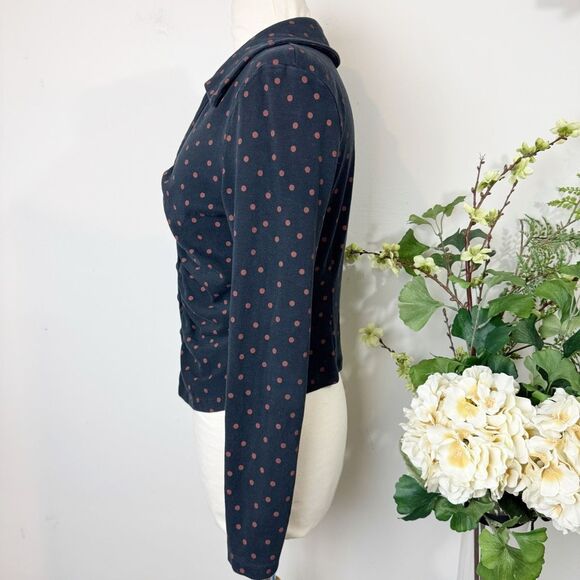 Maeve by Anthropologie Ruched Button-Down Collared Top Polka Dot | medium - Picture 7 of 13